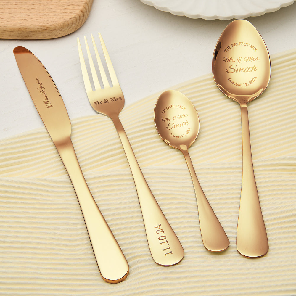 Personalised Mr & Mrs Wedding Forks Set - Engraved Wedding Tableware Gift