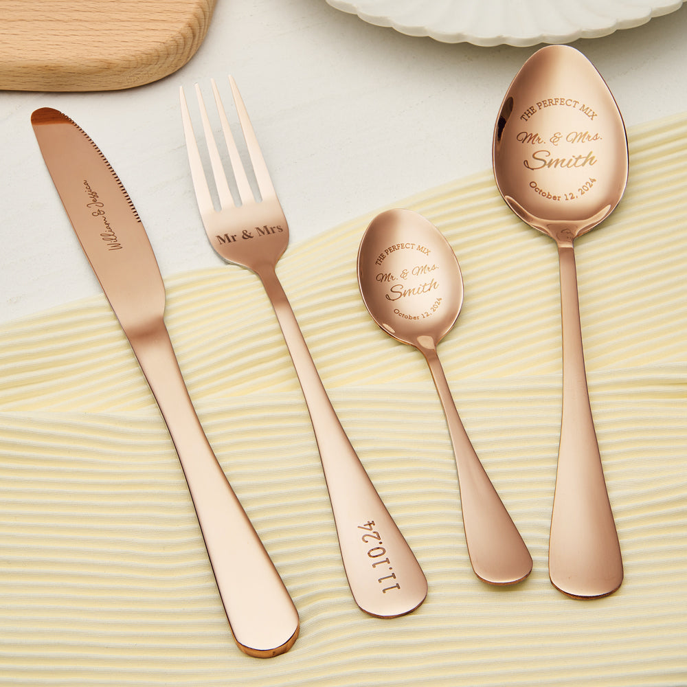 Personalised Mr & Mrs Wedding Forks Set - Engraved Wedding Tableware Gift