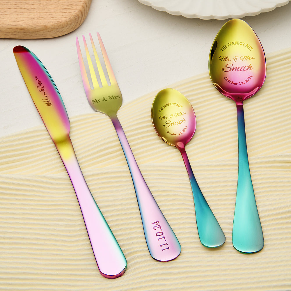 Personalised Mr & Mrs Wedding Forks Set - Engraved Wedding Tableware Gift