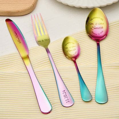 Personalised Mr & Mrs Wedding Forks Set - Engraved Wedding Tableware Gift