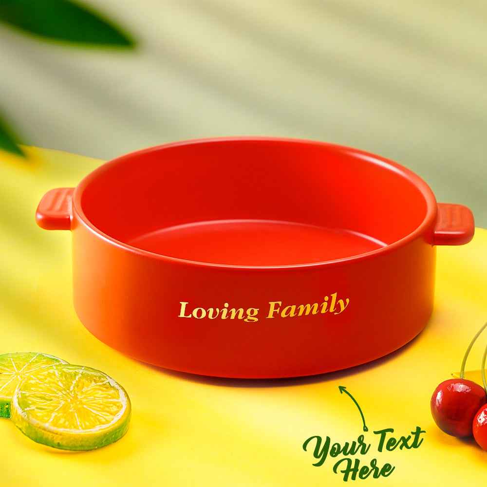 Custom Engraved Plate Binaural Ceramic Bowl Tableware Home Decoration