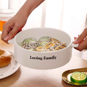 Custom Engraved Plate Binaural Ceramic Bowl Tableware Home Decoration