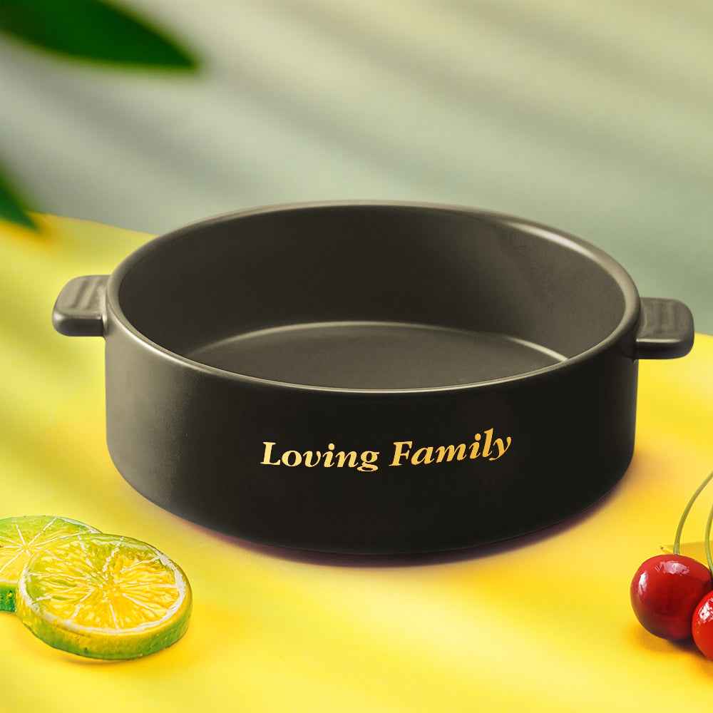 Custom Engraved Plate Binaural Ceramic Bowl Tableware Home Decoration
