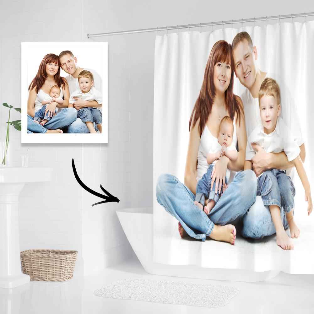 Custom Photo Shower Curtain Personalized Polyester Waterproof Backdrop - 6 Sizes