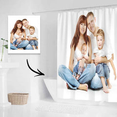 Custom Photo Shower Curtain Personalized Polyester Waterproof Backdrop - 6 Sizes