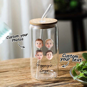 Personalized Face Tumbler Custom Glass Tumbler Glass Can Face Cup Gifts for Grandma