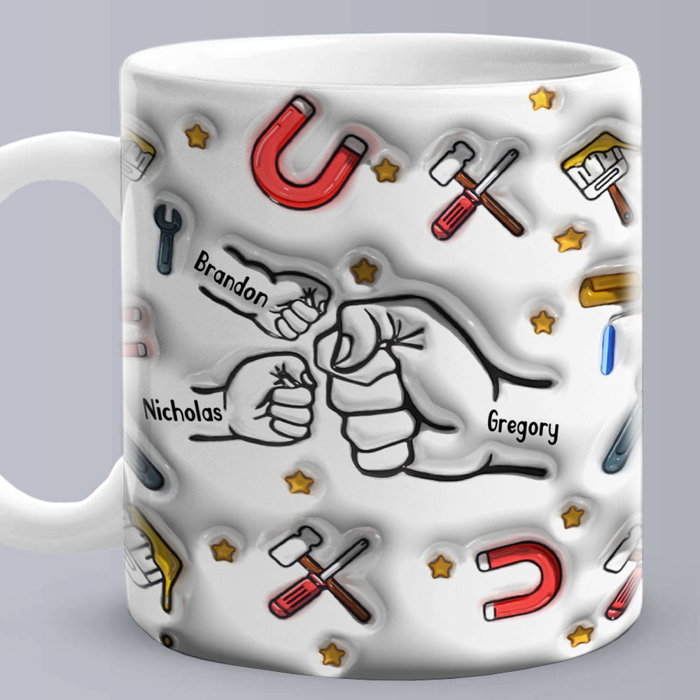 Personalised 'Fist Bump' Mug for Papa - Custom 3D Inflated Design - Father's Day Gift Idea