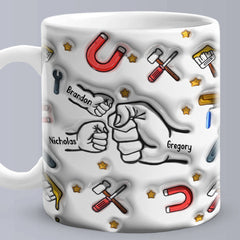 Personalised 'Fist Bump' Mug for Papa - Custom 3D Inflated Design - Father's Day Gift Idea