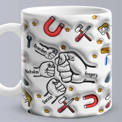 Personalised 'Fist Bump' Mug for Papa - Custom 3D Inflated Design - Father's Day Gift Idea