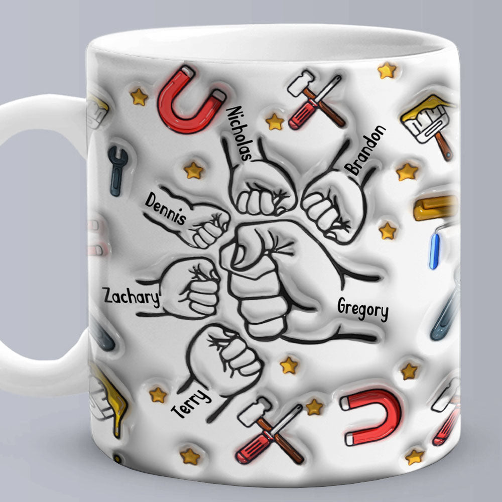Personalised 'Fist Bump' Mug for Papa - Custom 3D Inflated Design - Father's Day Gift Idea