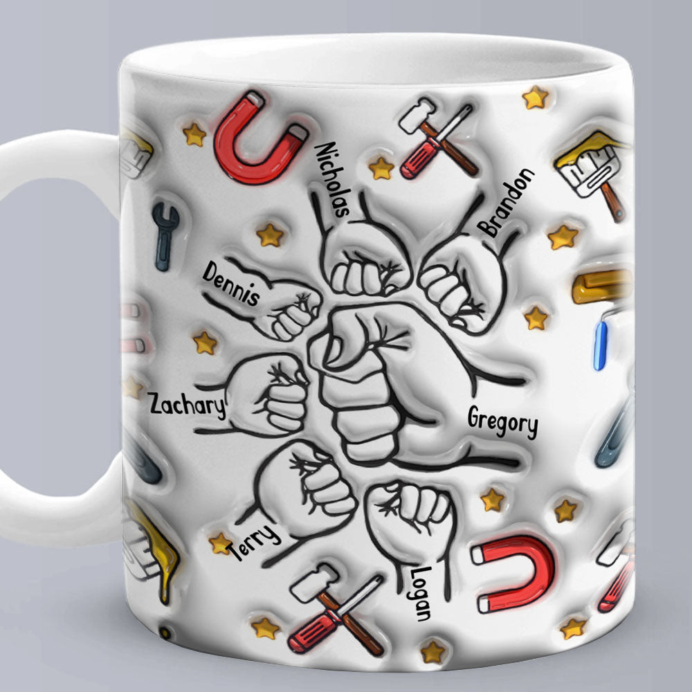 Personalised 'Fist Bump' Mug for Papa - Custom 3D Inflated Design - Father's Day Gift Idea