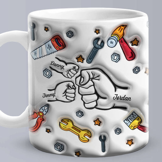 Personalised Names 1-6 Kids Custom 3D Inflated Effect Mug - Father's Day Gift