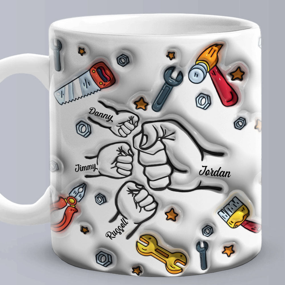 Personalised Names 1-6 Kids Custom 3D Inflated Effect Mug - Father's Day Gift