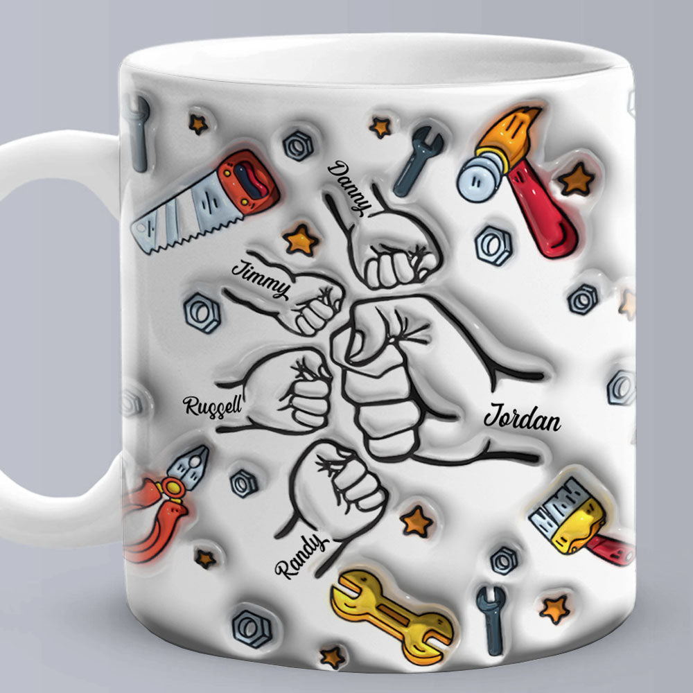 Personalised Names 1-6 Kids Custom 3D Inflated Effect Mug - Father's Day Gift