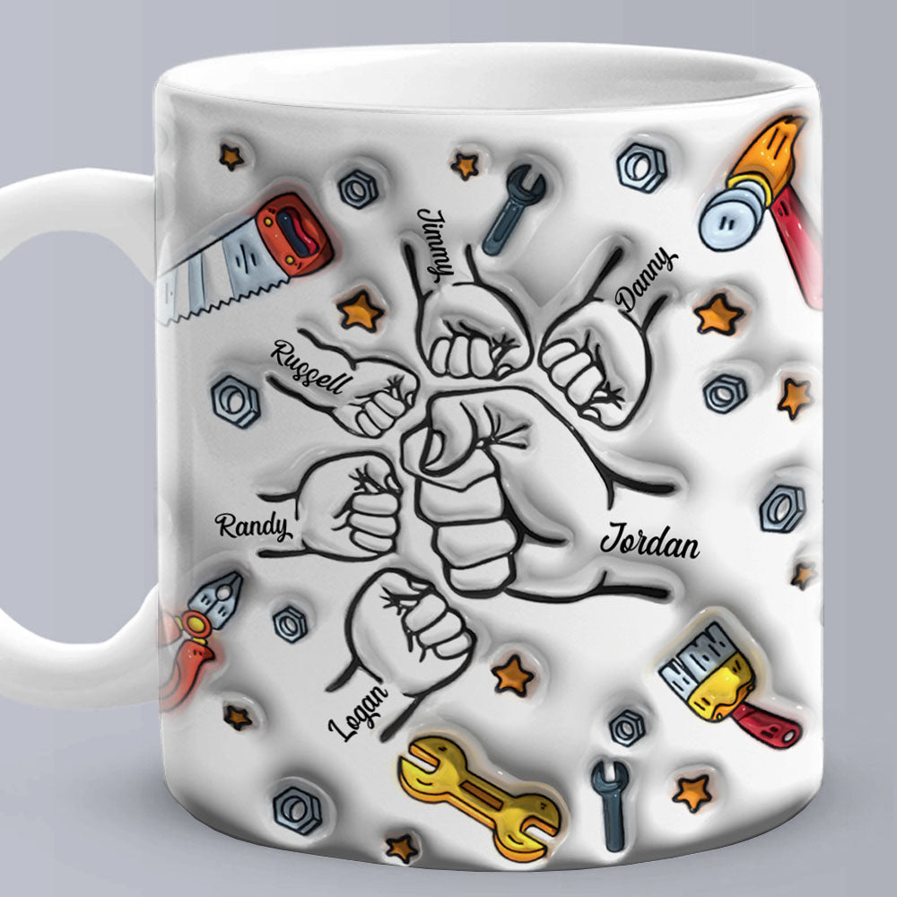 Personalised Names 1-6 Kids Custom 3D Inflated Effect Mug - Father's Day Gift