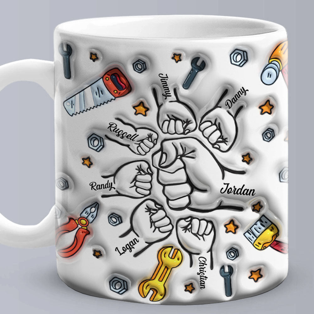 Personalised Names 1-6 Kids Custom 3D Inflated Effect Mug - Father's Day Gift