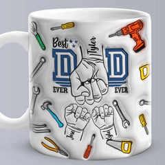 Personalised 3D Inflated Effect Mug - Custom Dad's Day Gift with Kids' Names