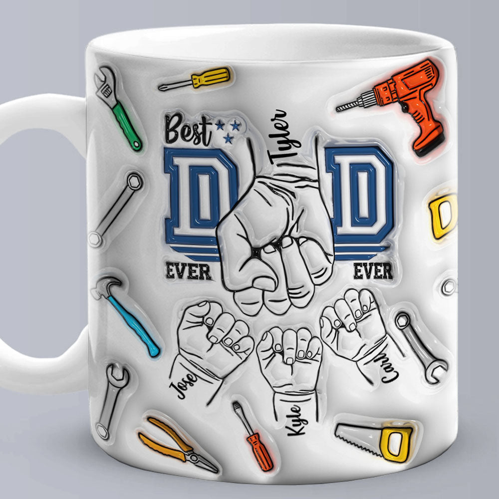 Personalised 3D Inflated Effect Mug - Custom Dad's Day Gift with Kids' Names