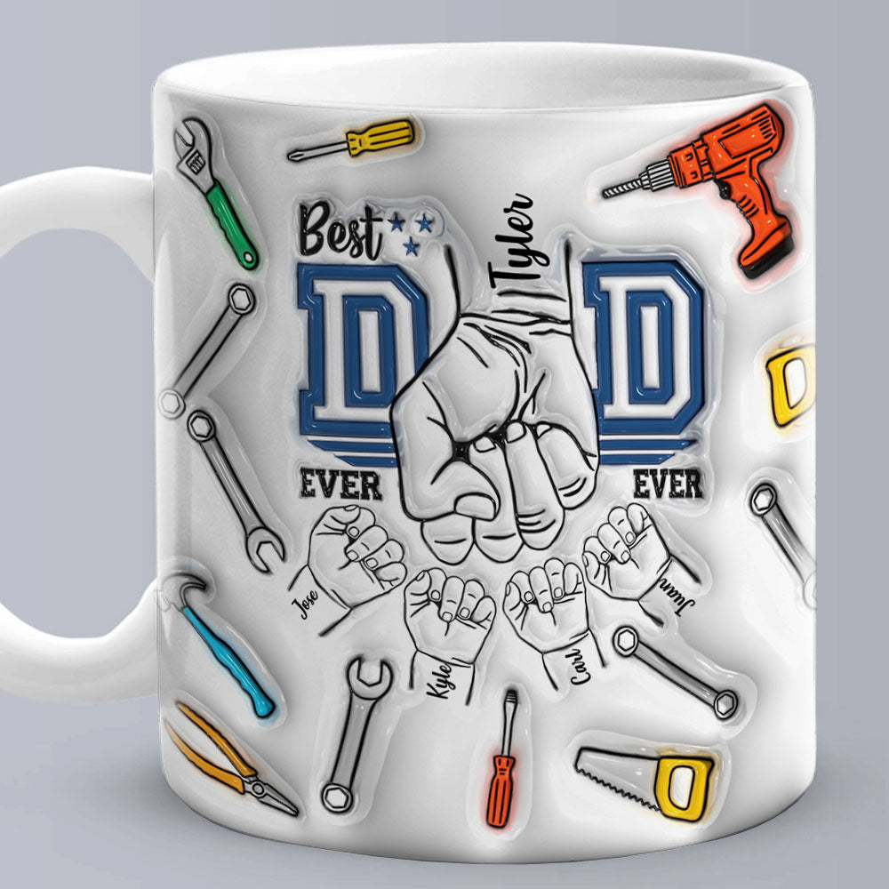 Personalised 3D Inflated Effect Mug - Custom Dad's Day Gift with Kids' Names