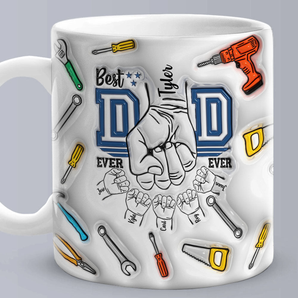 Personalised 3D Inflated Effect Mug - Custom Dad's Day Gift with Kids' Names