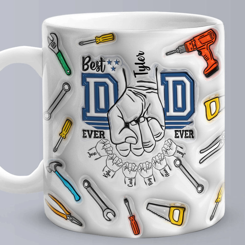 Personalised 3D Inflated Effect Mug - Custom Dad's Day Gift with Kids' Names