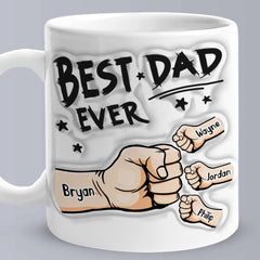 Personalised 3D Inflated Effect Coffee Mug - Best Dad Ever Gift for Father's Day with Custom Names