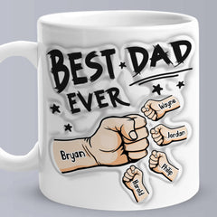 Personalised 3D Inflated Effect Coffee Mug - Best Dad Ever Gift for Father's Day with Custom Names
