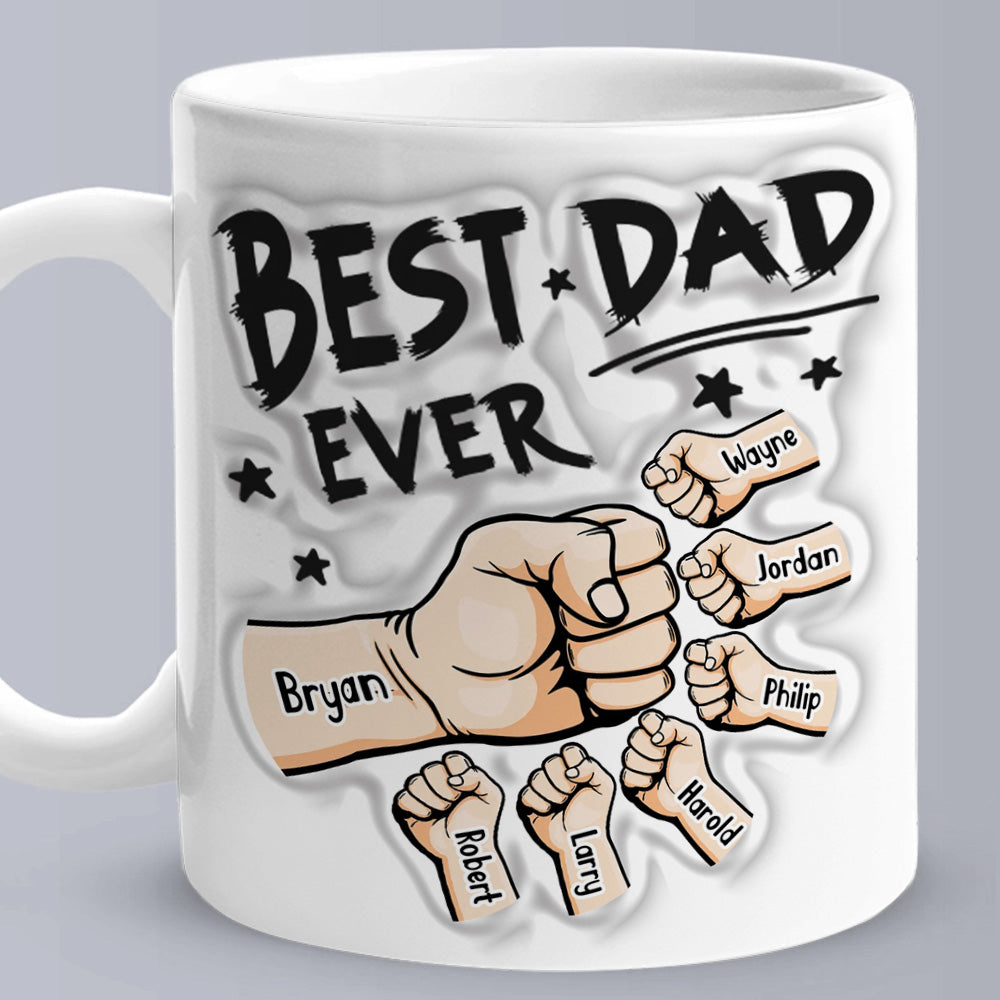 Personalised 3D Inflated Effect Coffee Mug - Best Dad Ever Gift for Father's Day with Custom Names
