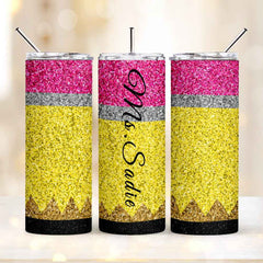 Personalized Glitter Apple 20oz Skinny Tumbler with Straw Back to School Appreciation Gift for Teacher