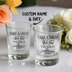 Personalized Take A Shot We Tied the Knot Shot Glasses with Name Set of 2 Bachelor Party Wedding Gift