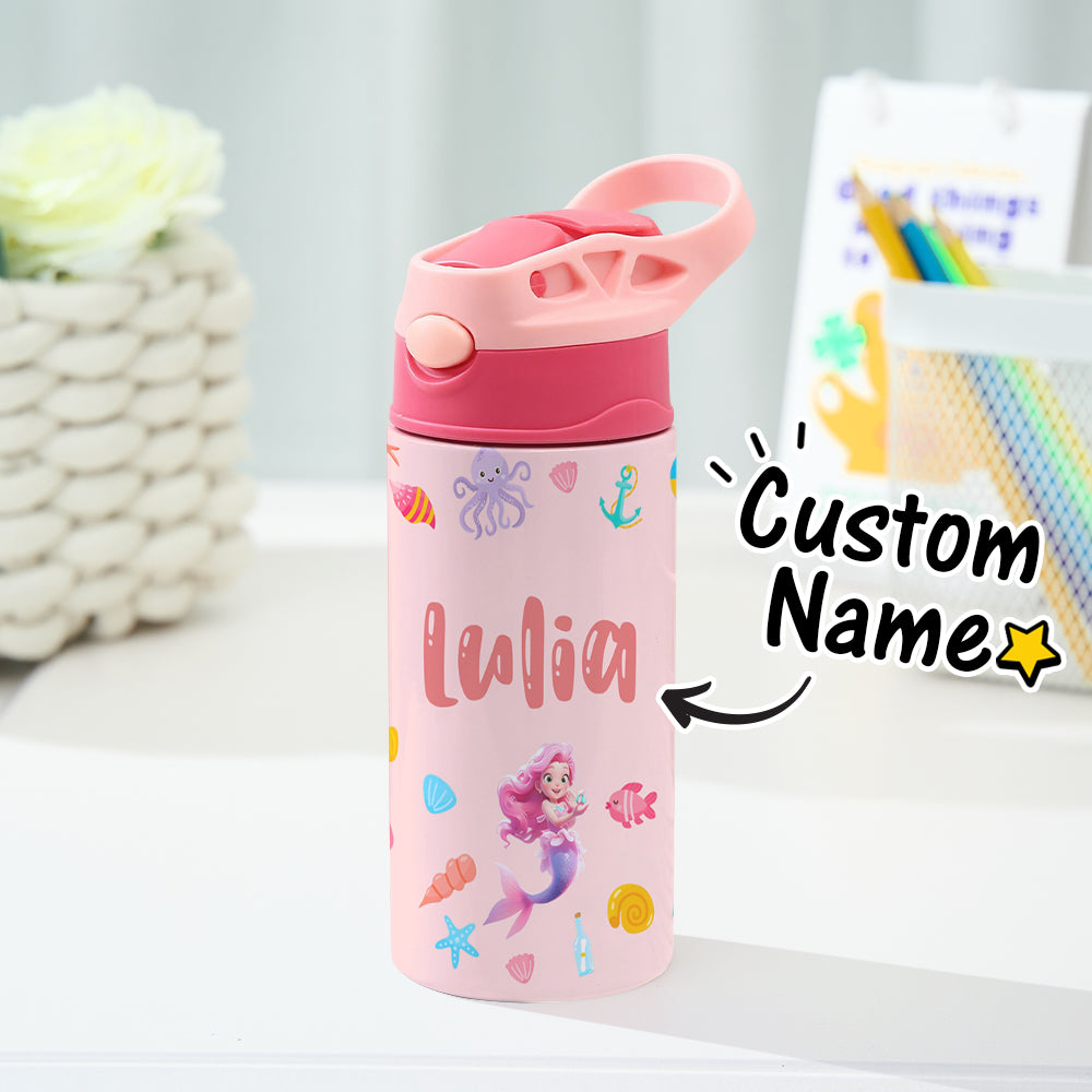 Personalised Mermaid Name Stainless Steel Water Bottle - Children's Day Gift UK