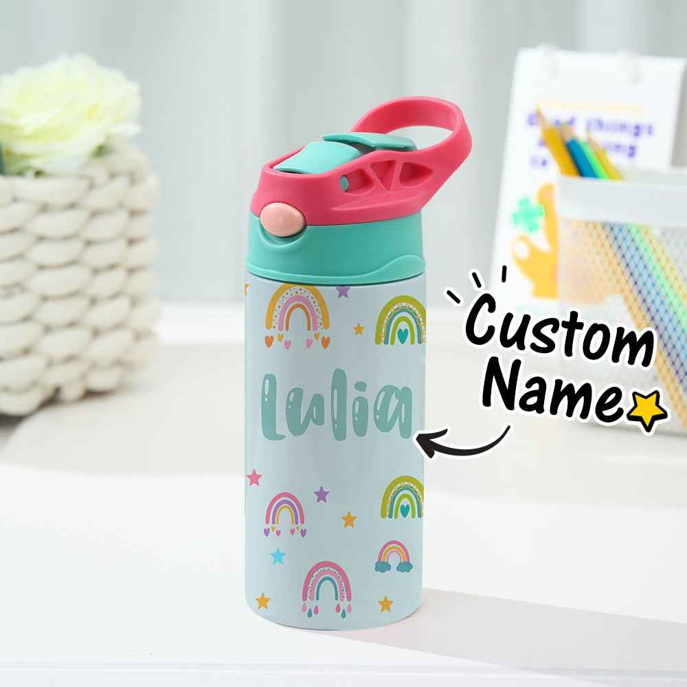 Custom Name Rainbow Stainless Steel Water Cup Children's Day Gift for Kids