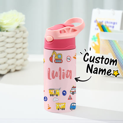 Personalised Tractor Stainless Steel Water Bottle for Kids | Children's Day Gift