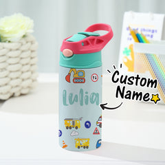 Personalised Tractor Stainless Steel Water Bottle for Kids | Children's Day Gift