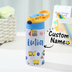 Personalised Tractor Stainless Steel Water Bottle for Kids | Children's Day Gift