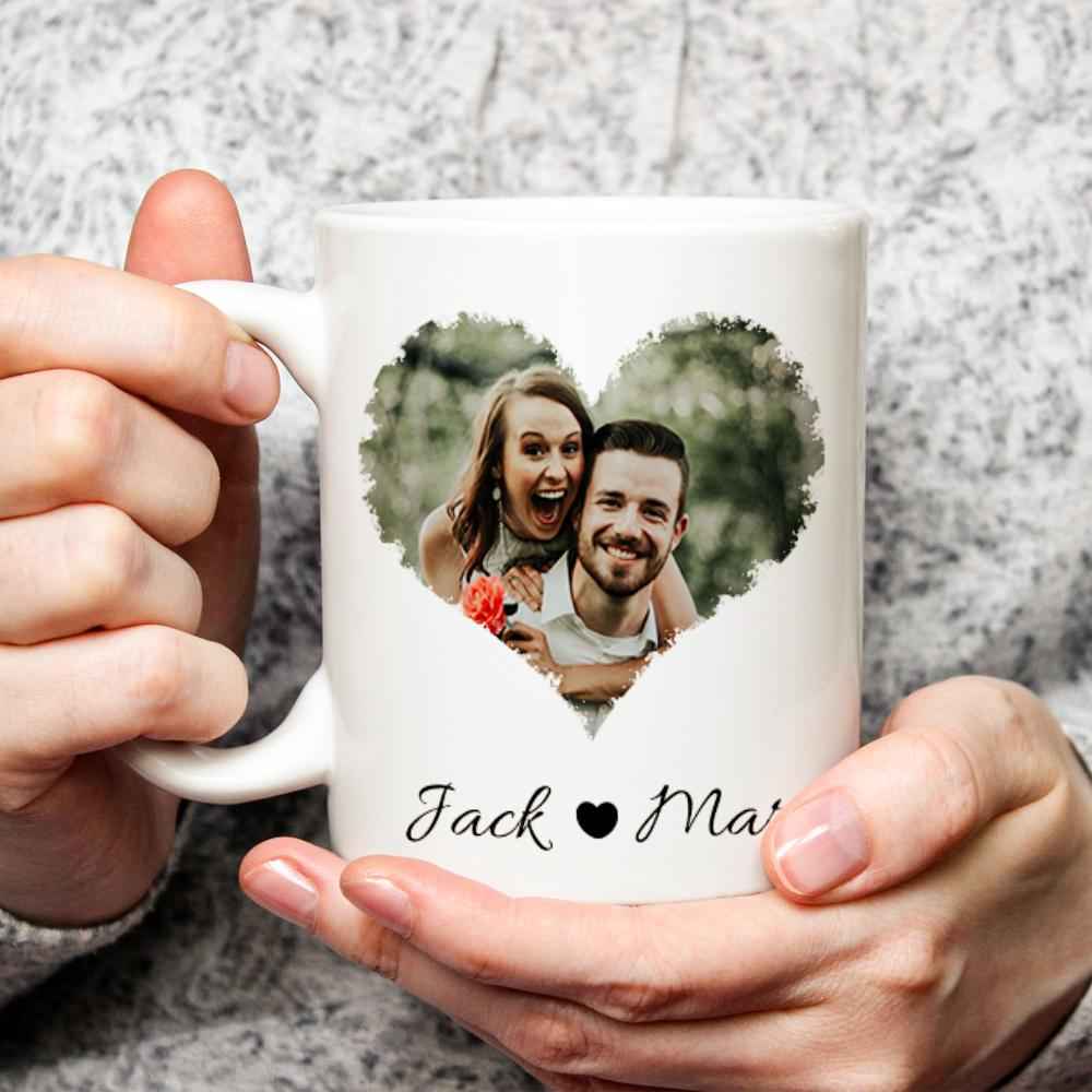 Personalized Couple Heart Custom Photo Mug