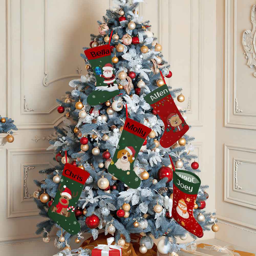 Personalised Christmas Stocking - Ballantines Font - Custom Name Stocking Christmas Gift For Family