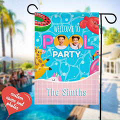 Welcome Sign Garden Flag Personalized Garden Flag for Pool Party