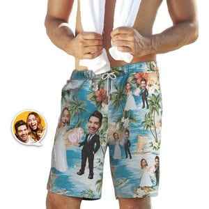 Custom Swim Cool Swimming Trunks With Face Personalized Beach Shorts Wedding Gifts