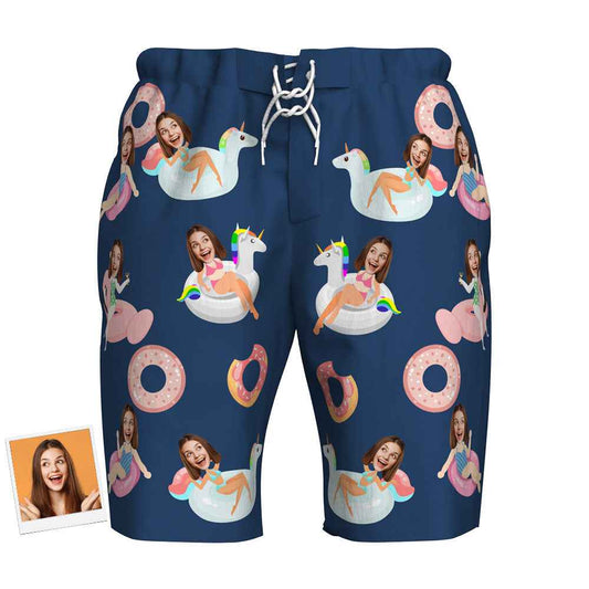 Custom Face Beach Trunk Shorts Swimwear Donut Outdoor Gifts
