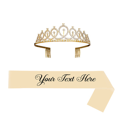 Personalised Sash and Tiara Set | Custom Rhinestone Crown & Sash Party Kit