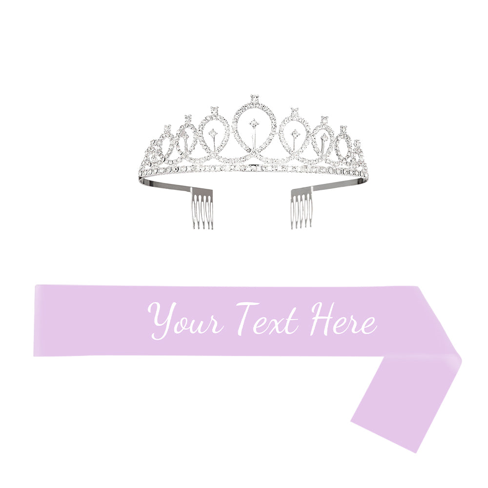 Personalised Sash and Tiara Set | Custom Rhinestone Crown & Sash Party Kit