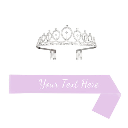 Personalised Sash and Tiara Set | Custom Rhinestone Crown & Sash Party Kit
