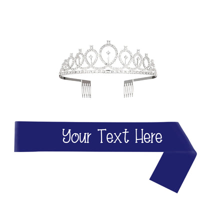 Personalised Sash and Tiara Set | Custom Rhinestone Crown & Sash Party Kit