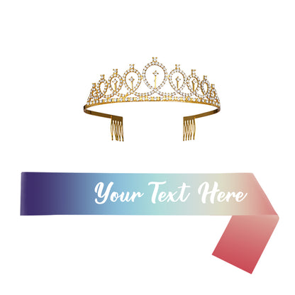 Personalised Sash and Tiara Set | Custom Rhinestone Crown & Sash Party Kit