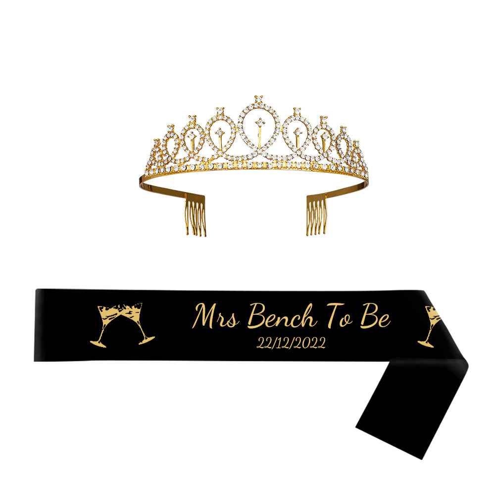 Custom Sash and Tiara Set Personalized Pattern Sash Rhinestone Crowns Party Decorations Kit for Women