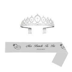 Custom Sash and Tiara Set Personalized Pattern Sash Rhinestone Crowns Party Decorations Kit for Women