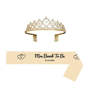 Custom Sash and Tiara Set Personalized Pattern Sash Rhinestone Crowns Party Decorations Kit for Women