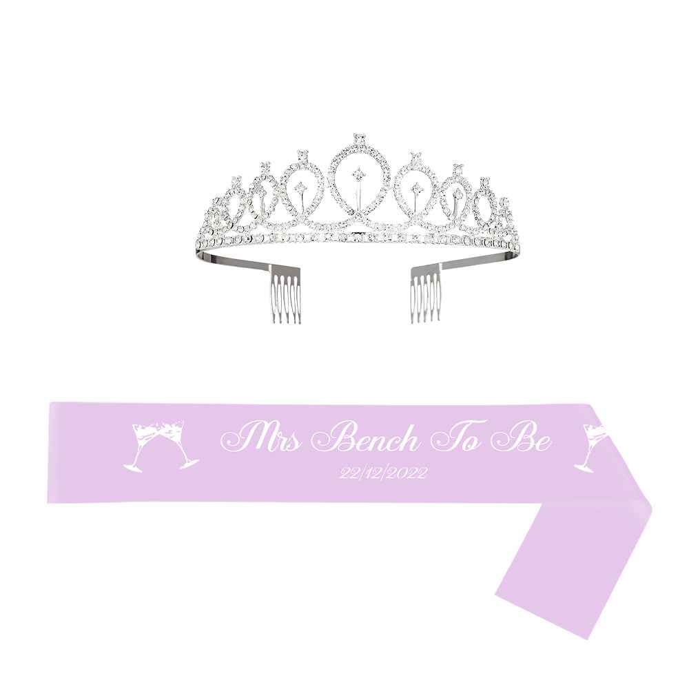 Custom Sash and Tiara Set Personalized Pattern Sash Rhinestone Crowns Party Decorations Kit for Women
