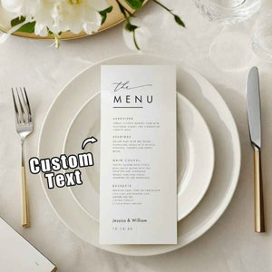 Personalized Minimalist Wedding Menu Card Wedding Dinner Menu